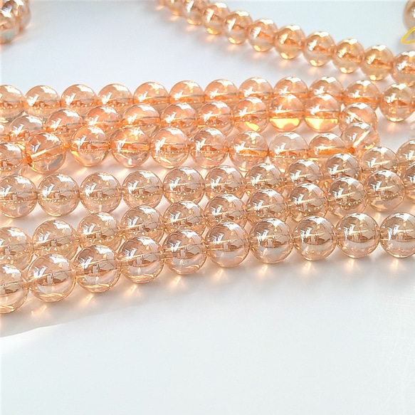 6～12mm シャンパンオーラ／ゴールデンオーラ 天然石 丸玉 ラウンド  