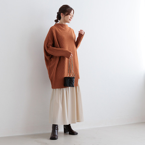 全4色】アシンメトリー裾 ドルマン チュニック丈ニット 23552 ニット