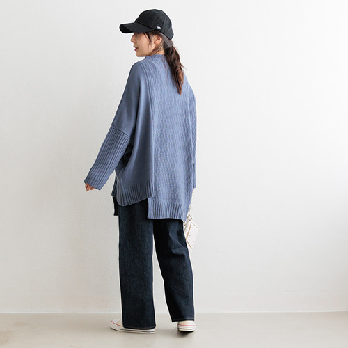 全4色】アシンメトリー裾 ドルマン チュニック丈ニット 23552 ニット