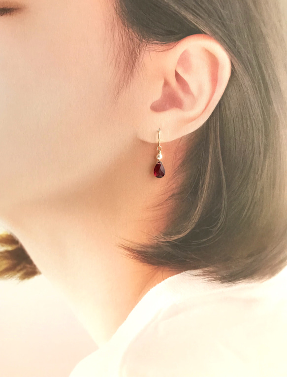 モザンビークガーネットのイヤリング／ピアス ＊14kgf イヤリング 