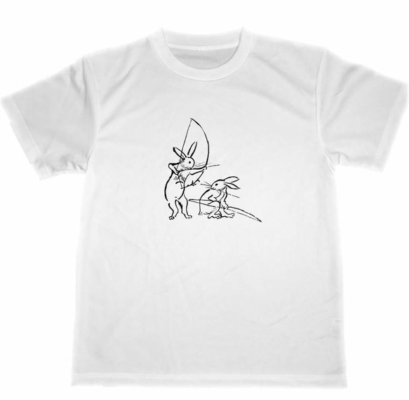 鳥獣戯画　ドライ　Tシャツ　ウサギ　弓　弓道　兎　アニマル　動物　グッズ　２ 1枚目の画像