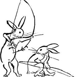 鳥獣戯画　ドライ　Tシャツ　ウサギ　弓　弓道　兎　アニマル　動物　グッズ　２ 2枚目の画像