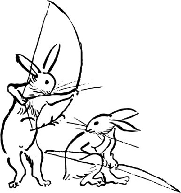 鳥獣戯画　ドライ　Tシャツ　ウサギ　弓　弓道　兎　アニマル　動物　グッズ　２ 2枚目の画像
