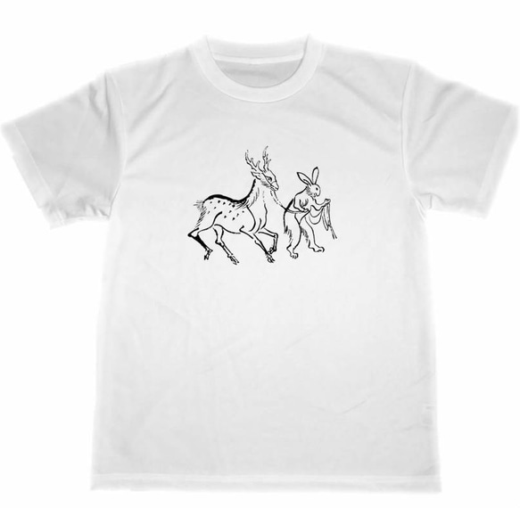 鳥獣戯画 ドライ Tシャツ ウサギ 鹿 シカ 兎 アニマル 動物