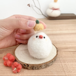 もふっと文鳥さんの鏡餅 羊毛フェルト Paruku 通販 15066988｜Creema