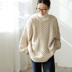 全3色】ケーブル柄 アラン柄 ゆったり だぼっと ざっくり もっちり