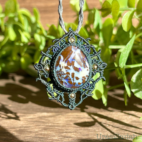 ボルダーオパール(マクラメネックレス/天然石アクセサリー) ネックレス