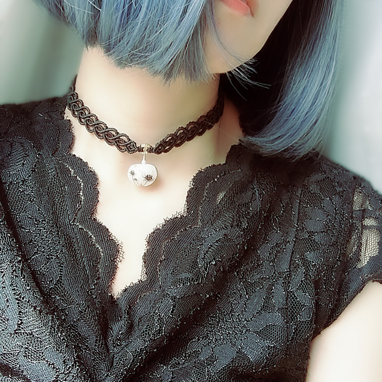 和柄鬼灯-彼岸花・黒-のマクラメチョーカー