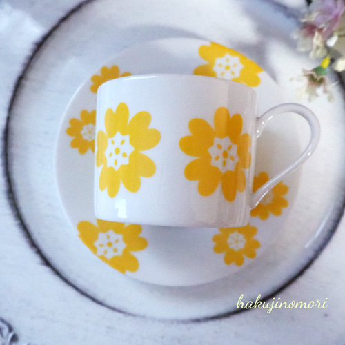 黄色い花柄のカップ&ソーサー ティーカップ hakujinomori 通販