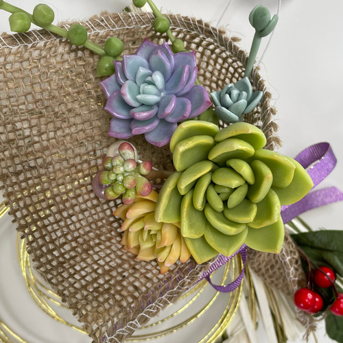 多肉寄せ植えにもなる2way お正月リース クレイアート 正月飾り しめ縄