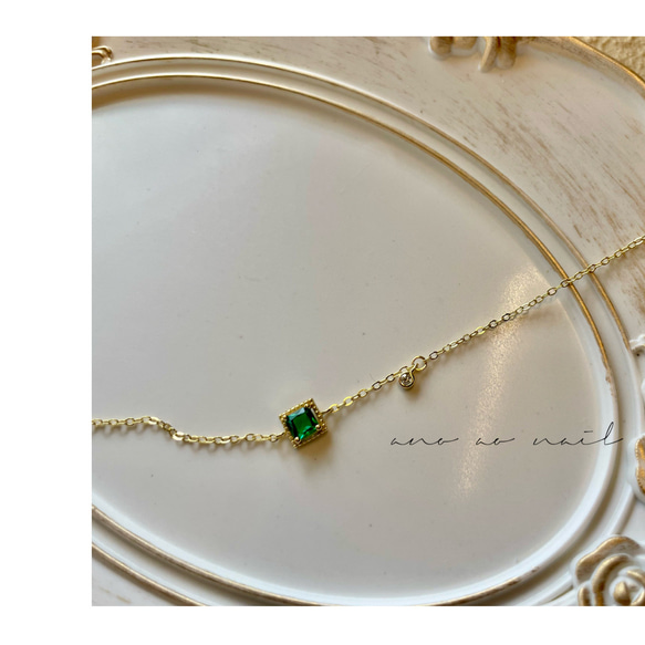 再販×35【つけっぱなしOK】k14gf〔n130〕emerald bijou necklace  上品　プレゼント 3枚目の画像