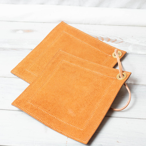 大きな革の鍋つかみ＆鍋敷き(ダブル) その他キッチン小物 LEATHACT