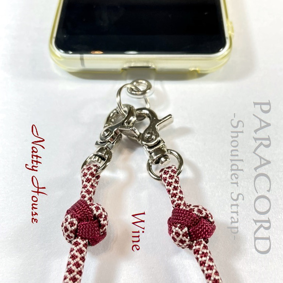 スマホストラップ PARACORD パラコード アウトドア ロープ キャンプ 防災 ハンドメイド 手編み 送料無料 日本 2枚目の画像