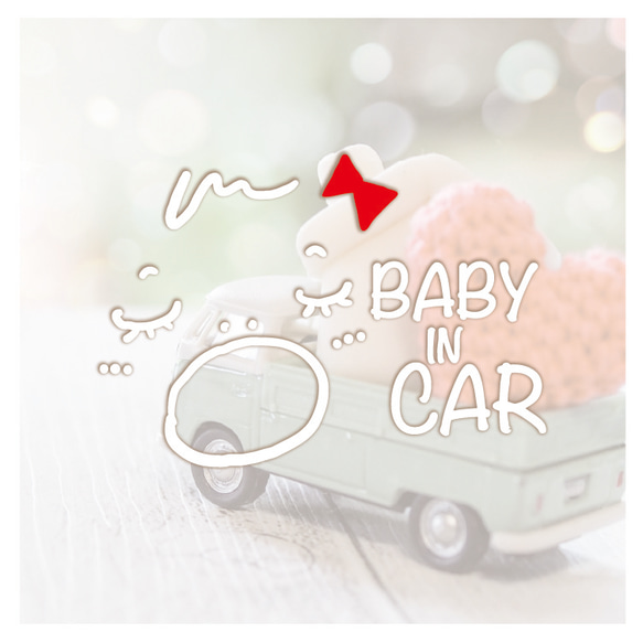 癒しの寝顔♡女の子　ベビーインカーステッカー　Baby in Car 1枚目の画像