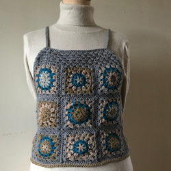 ウール100%   かぎ針編みのビスチェ　キャミソール　ベスト　編み物　編物　毛糸　M-Lサイズ 3枚目の画像