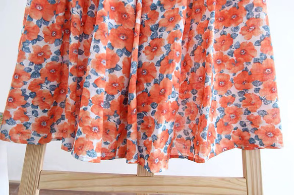 花柄 裏地付き 春 夏 秋 ギャザースカート 3枚目の画像