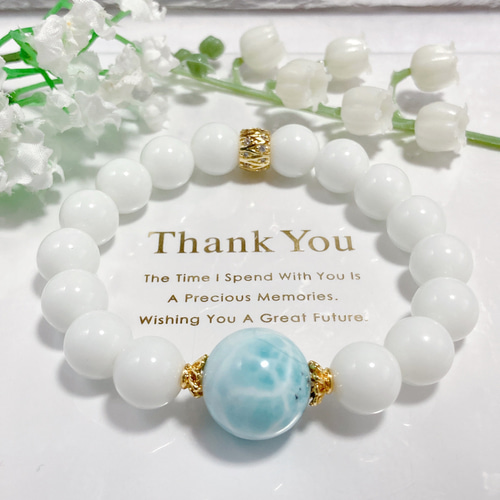 ラリマーホワイトオニキス天然石ブレスレットパワーストーンブレスレット ラリマー ホワイトオニキス ブレスレット