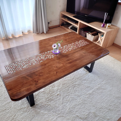 セール《SALE》レトロ柄タイルカフェテーブル《サファイアブルー