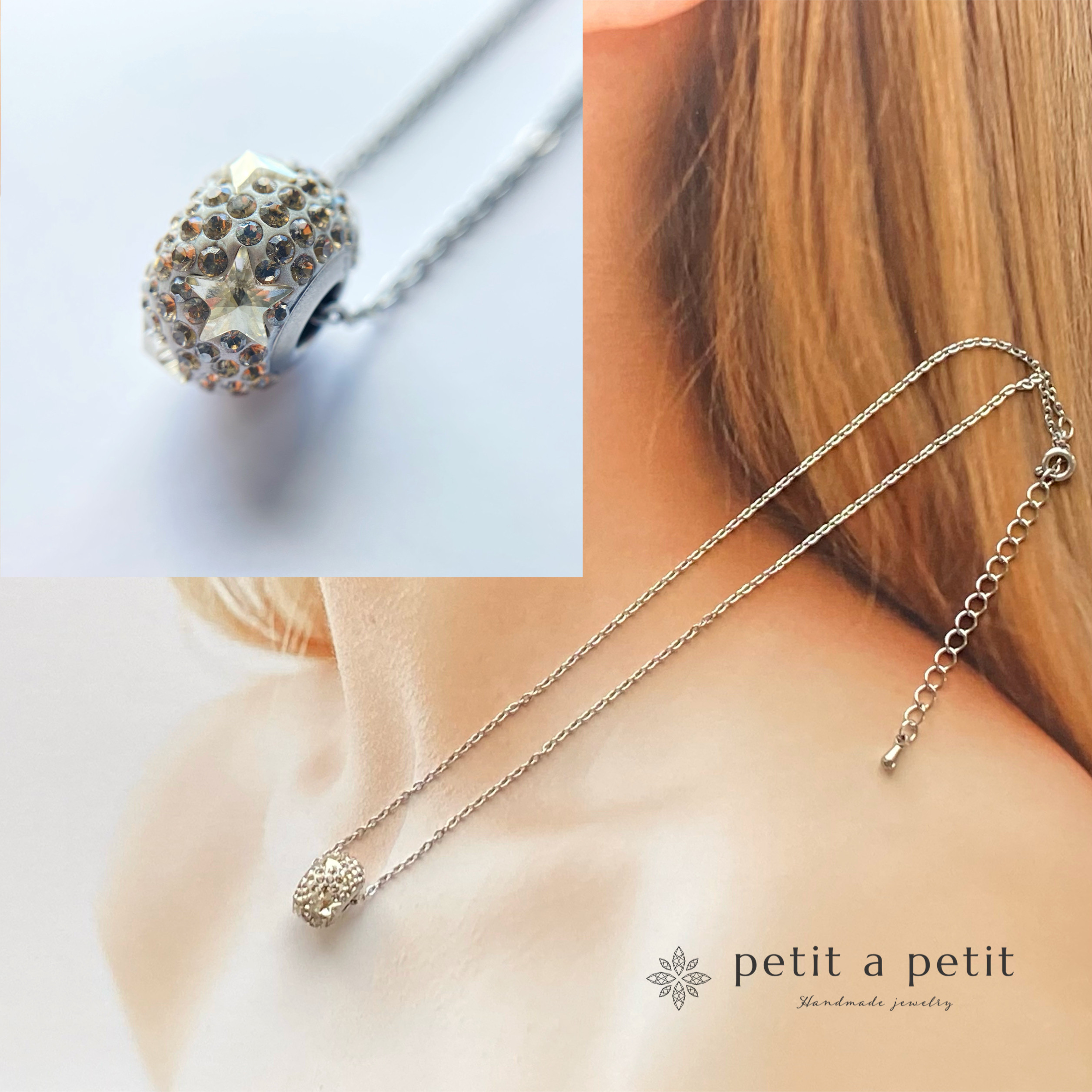 スワロフスキー®︎ オールサージカルステンレス使用 チャームネックレス  pavé star ギフトボックス付