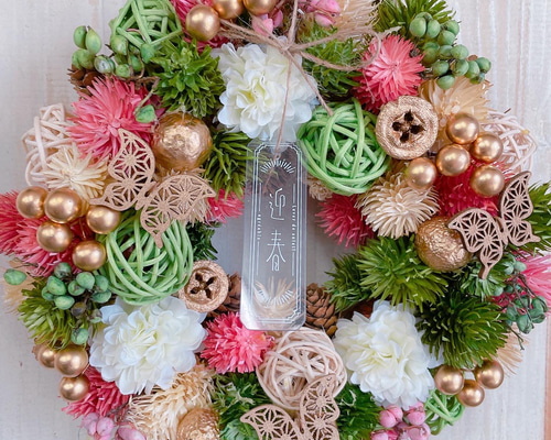 お正月リース♡最高峰のお正月リース♡超特大サイズ♡造花リース お正月リース♡最高峰のお正月リース♡超特大サイズ♡造花リース 楽天
