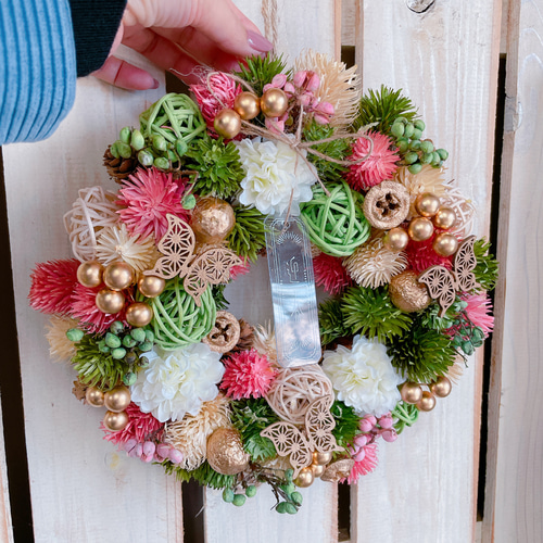 お正月リース♪No.7 Amazon.co.jp: ［ 2026年 mamawreath しめ縄 ］玄関飾り 梅 松 紅白