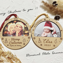 《 クリスマスの思い出を形に》 木製 クリスマス フォト オーナメント 出産祝い 家族 ペット うちの子 カップル 記念 2枚目の画像