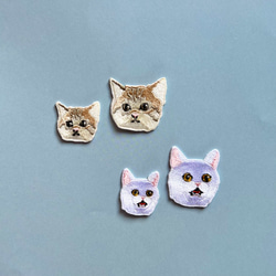 （大）猫ちゃんの顔の刺繍ワッペン　シール 2枚目の画像