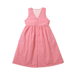 馬卡龍粉色 奶呼呼 A字版型無袖造型高腰寬鬆洋裝 秋冬曡穿連身裙 第2張的照片
