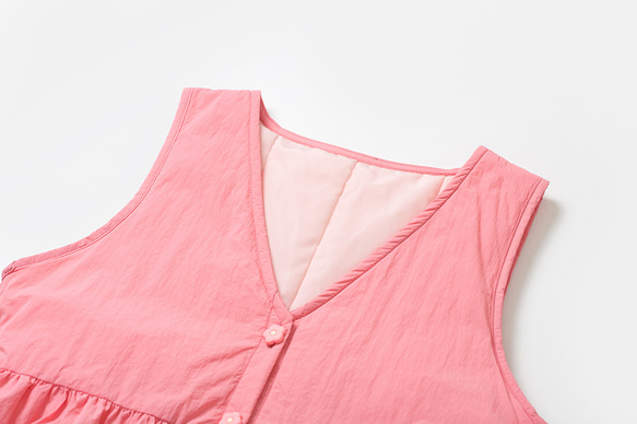 馬卡龍粉色 奶呼呼 A字版型無袖造型高腰寬鬆洋裝 秋冬曡穿連身裙 第3張的照片