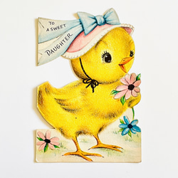 復古賀卡一套 3 隻小鳥（鴨子、小雞）|美國 第11張的照片