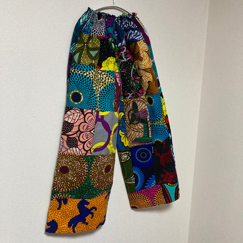 アフリカン パッチワークギャザーパンツ♪ アフリカンファブリック  