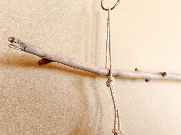 オホーツク流木　自然美ハンガーラック　綿ロープ　アウトドアテイスト　S字 2枚目の画像