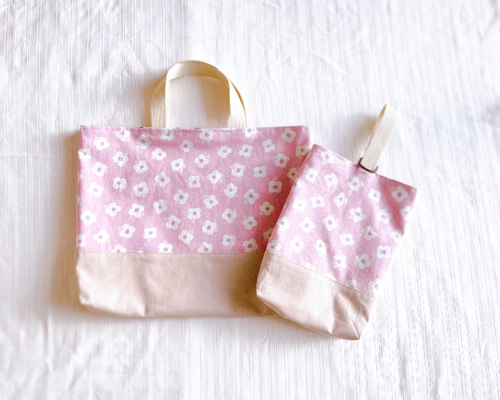 完成品】 レッスンバッグ 花 入園 女の子 入学 セット 入園入学 3点
