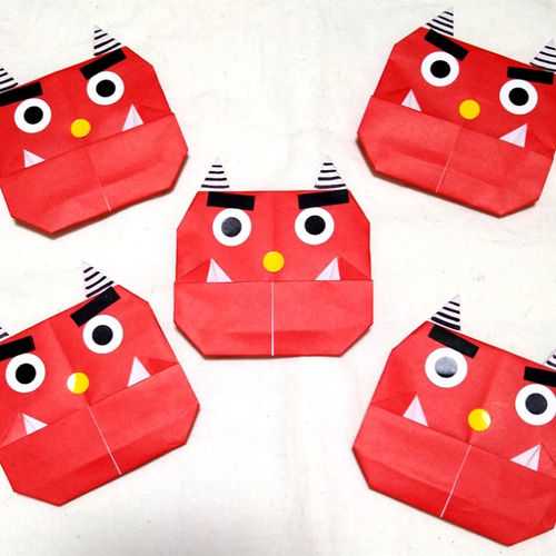 節分・赤鬼・折り紙 ・壁面飾り【☆送料無料☆】 その他インテリア雑貨