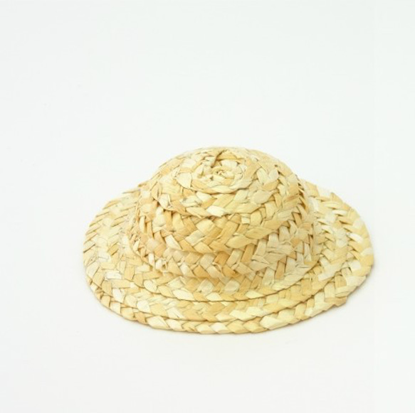 [自然素材エコクラフト　ミニ帽子」　麦わら帽子　生成（ナチュラル）　外径７５０ｍｍ　　１パック２ケ入 1枚目の画像
