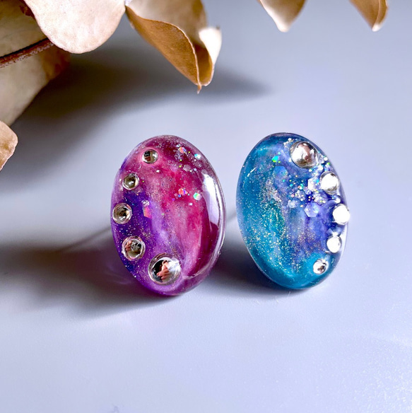 glass oval illumination jewelry Earrings 1枚目の画像