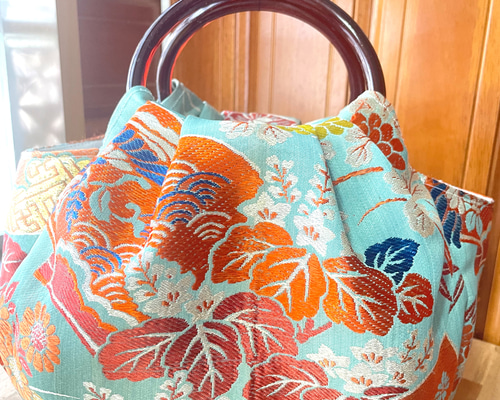 着物帯リメイクのまんまる可愛い手提げバッグ その他バッグ 桜桃 通販