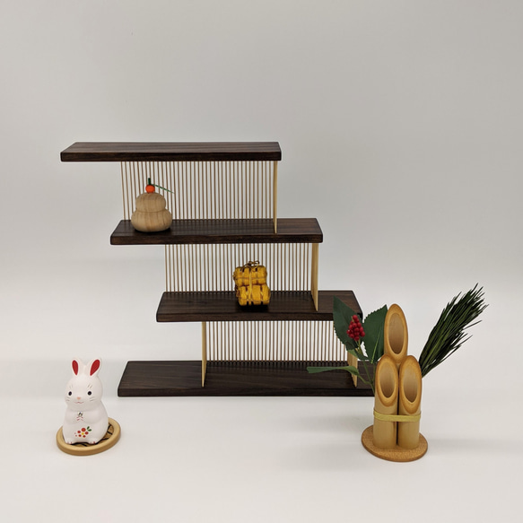 駿河竹細工 飾り棚 飾り台 おしゃれインテリア 竹ひご 松材 お人形