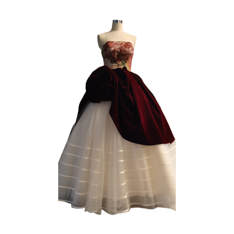 パーティードレス フレアスカート  フレアスカート  ビロード プリンセスライン 前撮り