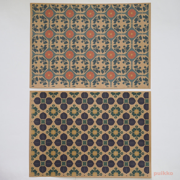 紙製ブックカバー　マジョリカタイル（カラー）（5枚セット） 3枚目の画像