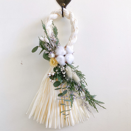 超早割まつり2024】お正月飾り ホワイトタッセル White＆green しめ縄