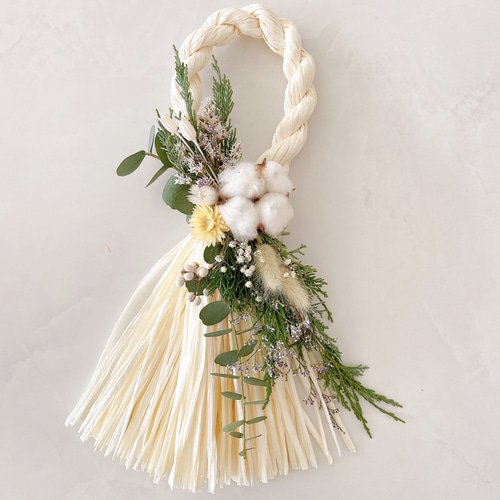 超早割まつり2024】お正月飾り ホワイトタッセル White＆green しめ縄