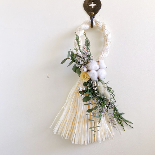 超早割まつり2024】お正月飾り ホワイトタッセル White＆green しめ縄