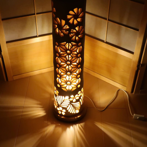 竹灯り・竹あかり・竹灯籠・竹灯篭・竹ランプ 繊細・両面彫り～～ 癒し