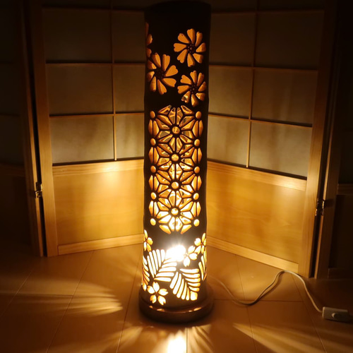 竹灯り・竹あかり・竹灯籠・竹灯篭・竹ランプ 繊細・両面彫り～～ 癒し