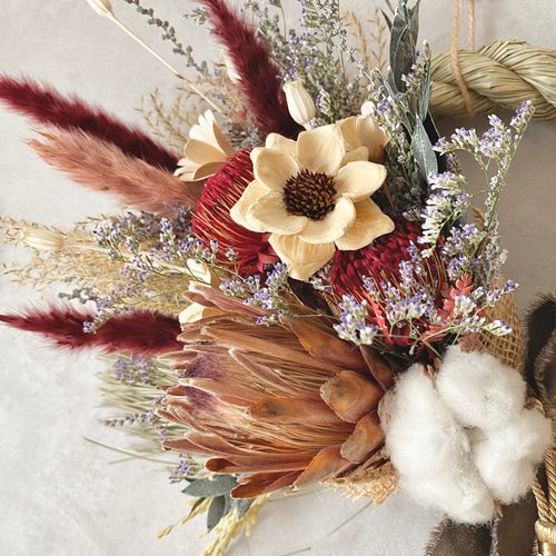 ドライフラワーのしめ縄リース/正月飾り/しめ飾り/ドライフラワー