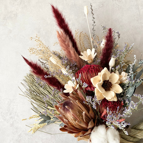 ドライフラワーのしめ縄リース/正月飾り/しめ飾り/ドライフラワー