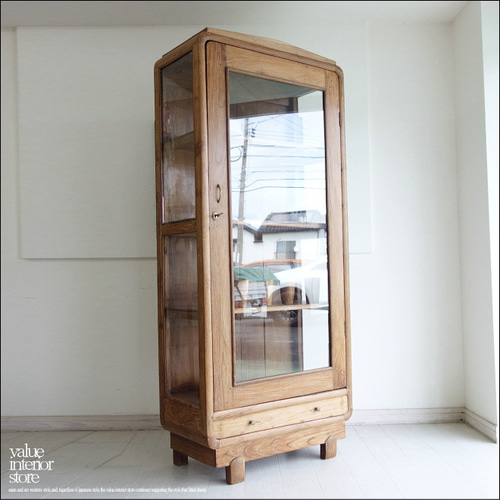 ヴィンテージ チーク ガラスケース コレクションケース ディスプレイ