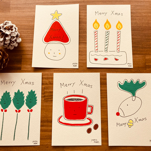 クリスマスコフレ2022】Xmas 水彩イラスト原画5枚セット イラスト