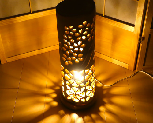 竹灯り・竹あかり・竹灯籠・竹灯篭・竹ランプ 繊細・両面彫り～～ 癒し